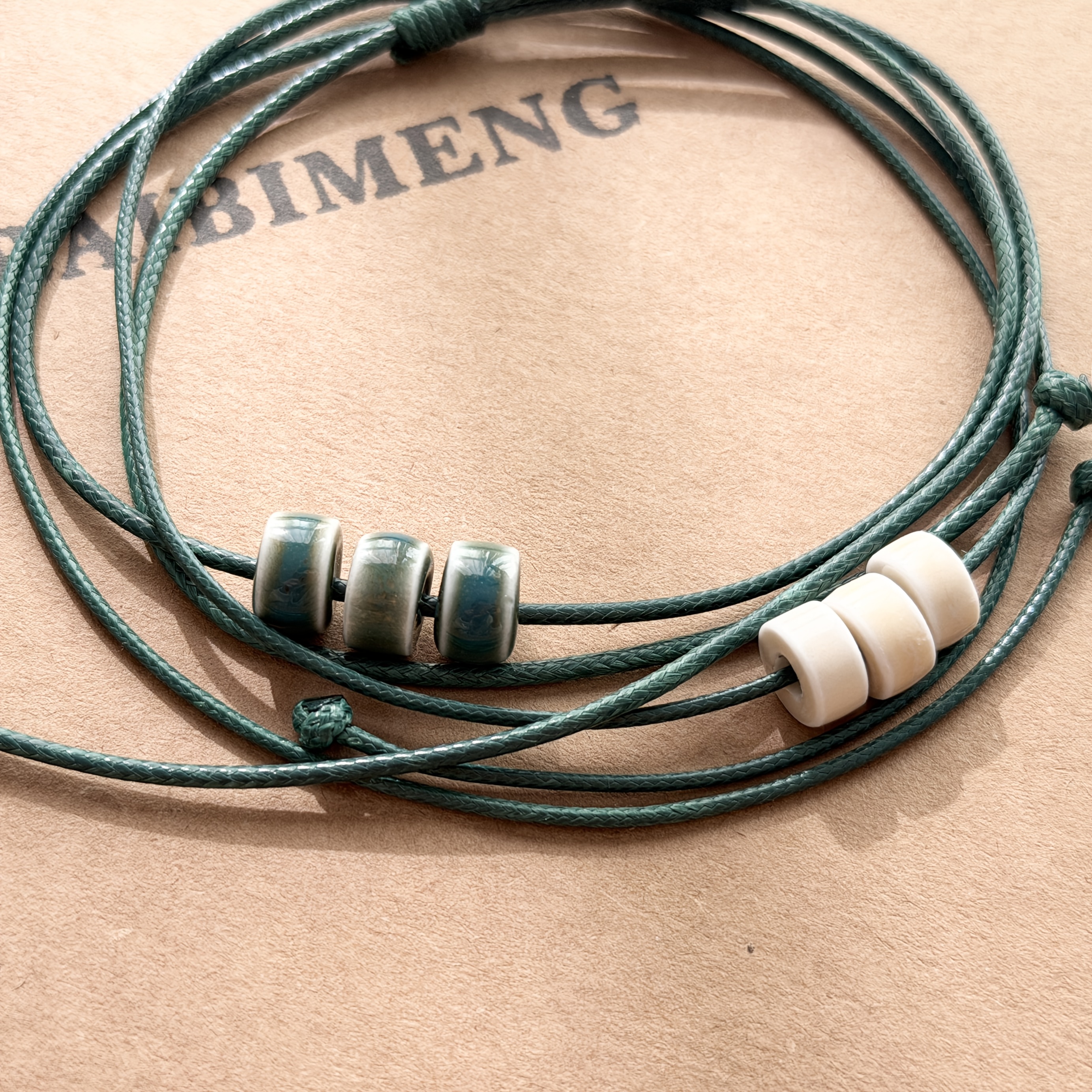 Women's Minimalist Green Ceramic Geometric Pendant Necklace
